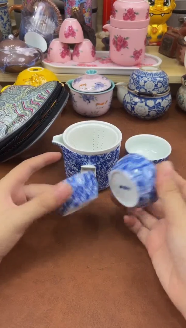 陶瓷茶具摆件旅行套组