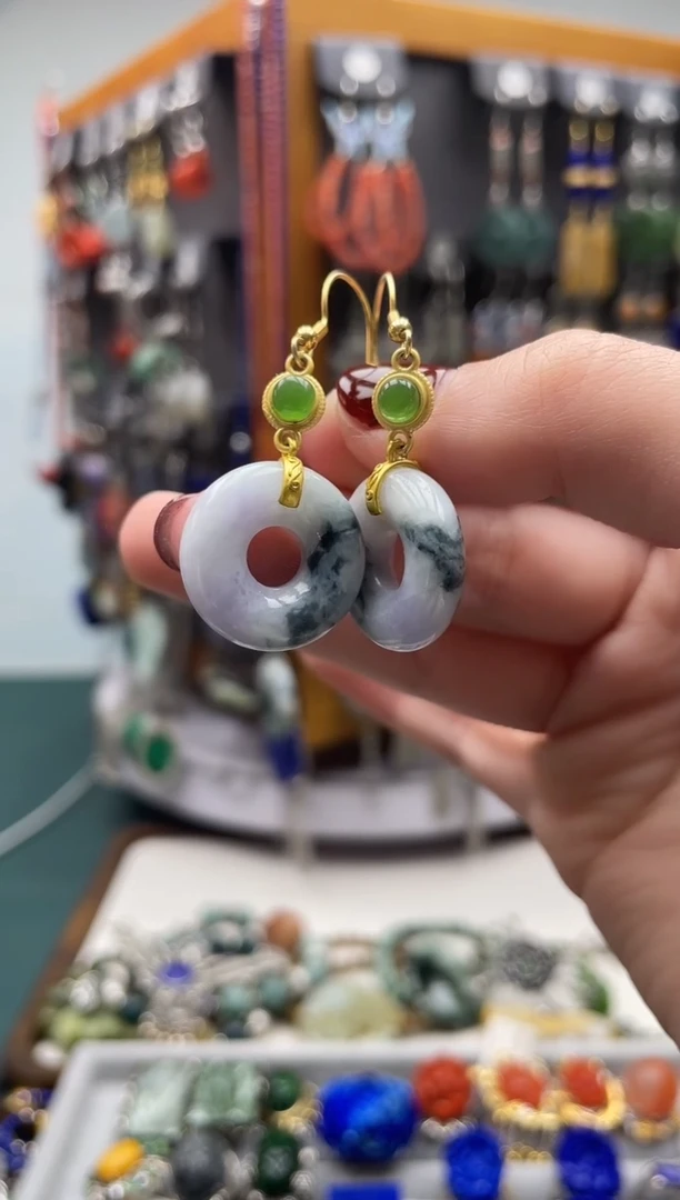 【闪购商品】翡翠耳饰银S925镶嵌饰品