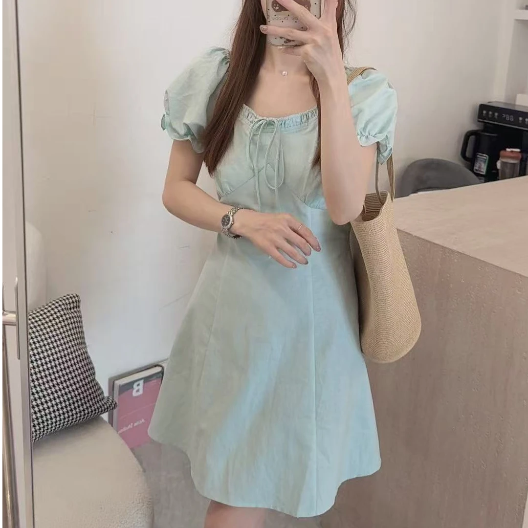 ouran 夏款G1356百搭显瘦系带收腰连衣裙（不可机洗）