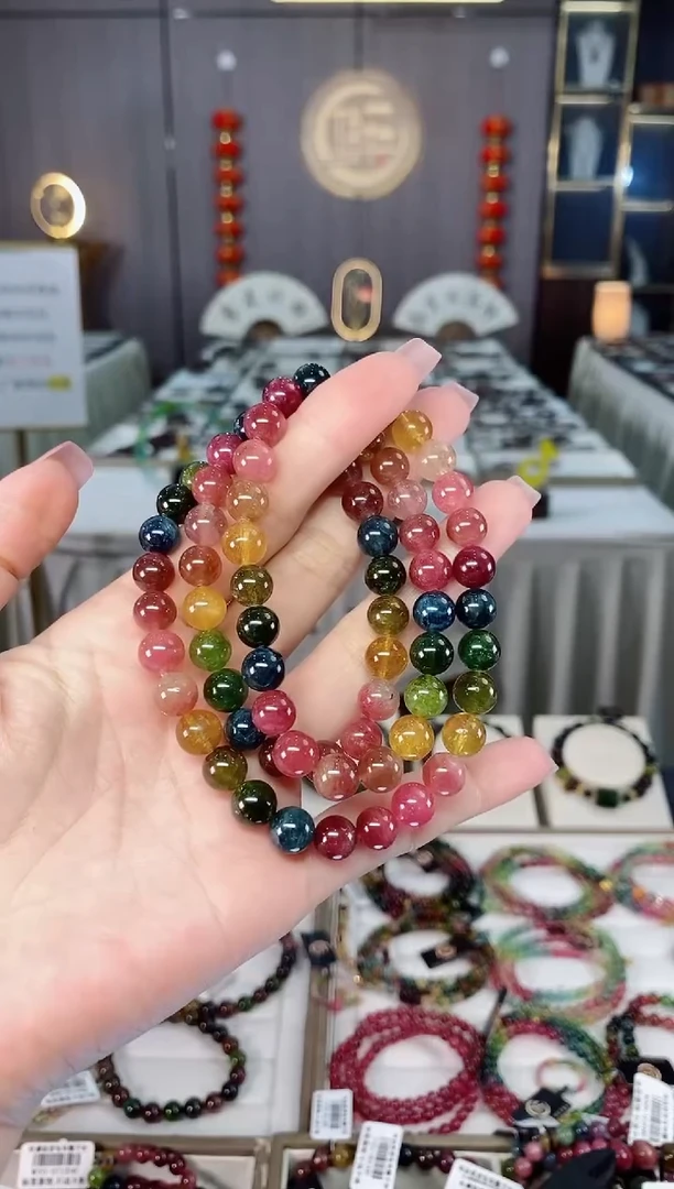 未镶嵌收藏级老矿碧玺三圈手串8mm+碧玺hon多样性发货一条