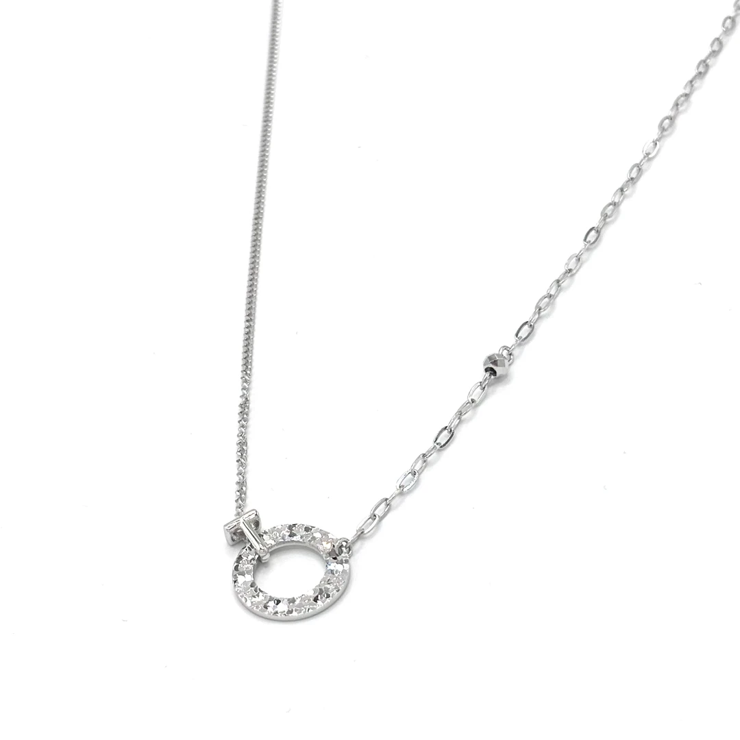 金宝泓珠宝铂金PT950圆圈T字套链碎冰冰大方简约