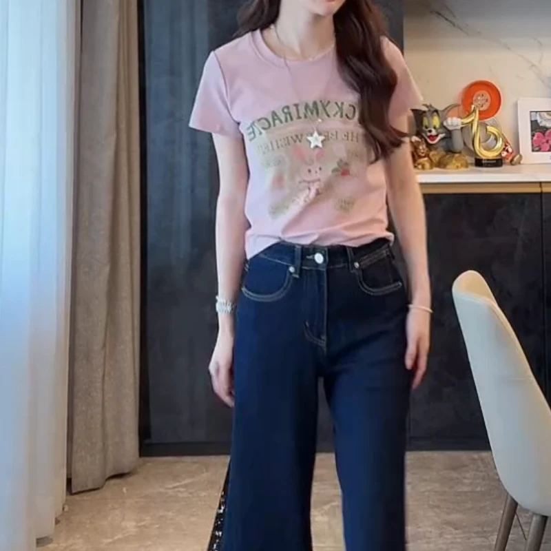 【可爱兔】2025夏季百搭气质显瘦短袖印花兔子T恤LK2502842