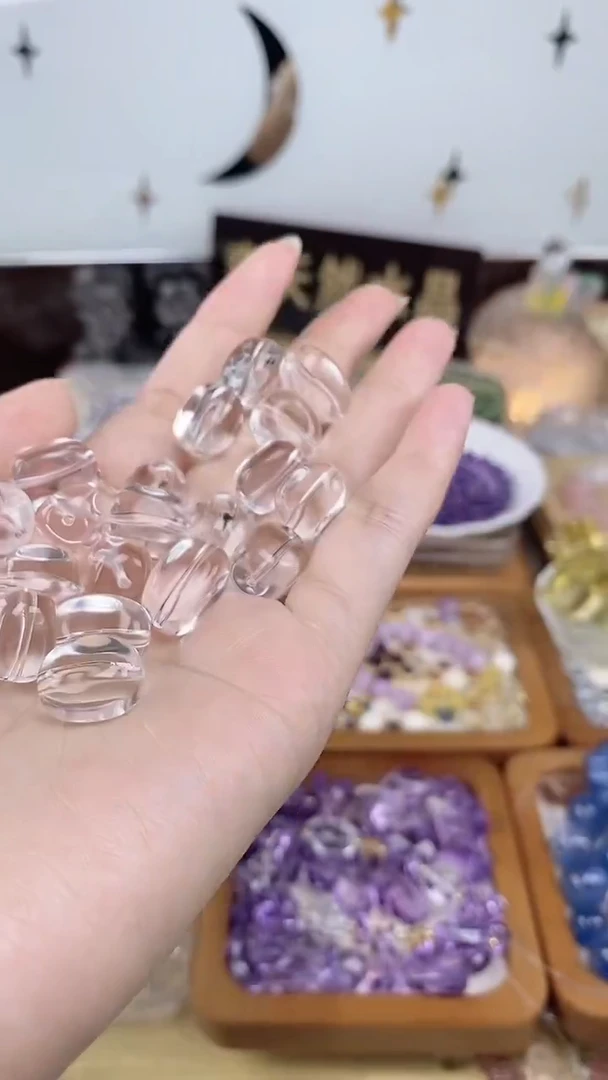 未镶嵌珠宝半成品水晶白水晶糖豆10mm一颗装