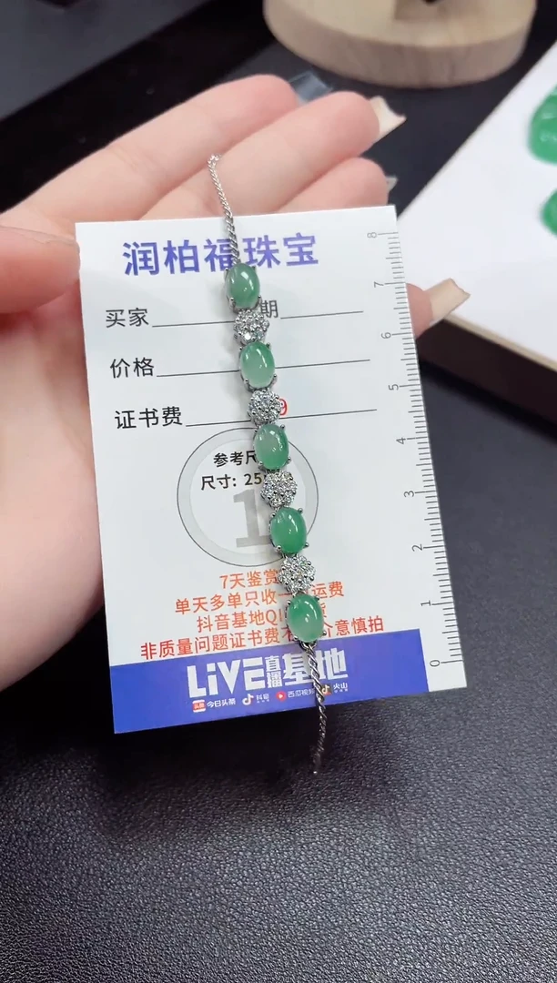 吊坠(赠链)未镶嵌石英质玉（非洲翠）手链 2.89