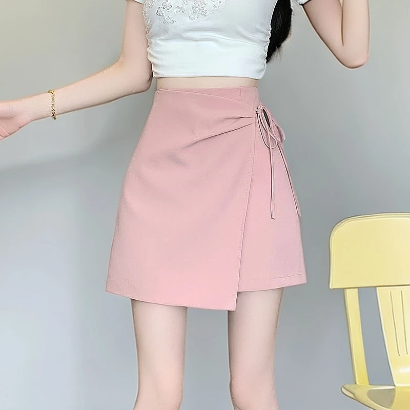西装褶皱半身裙夏季2025新款高腰显瘦A字裙遮肉包臀甜美百搭短裙
