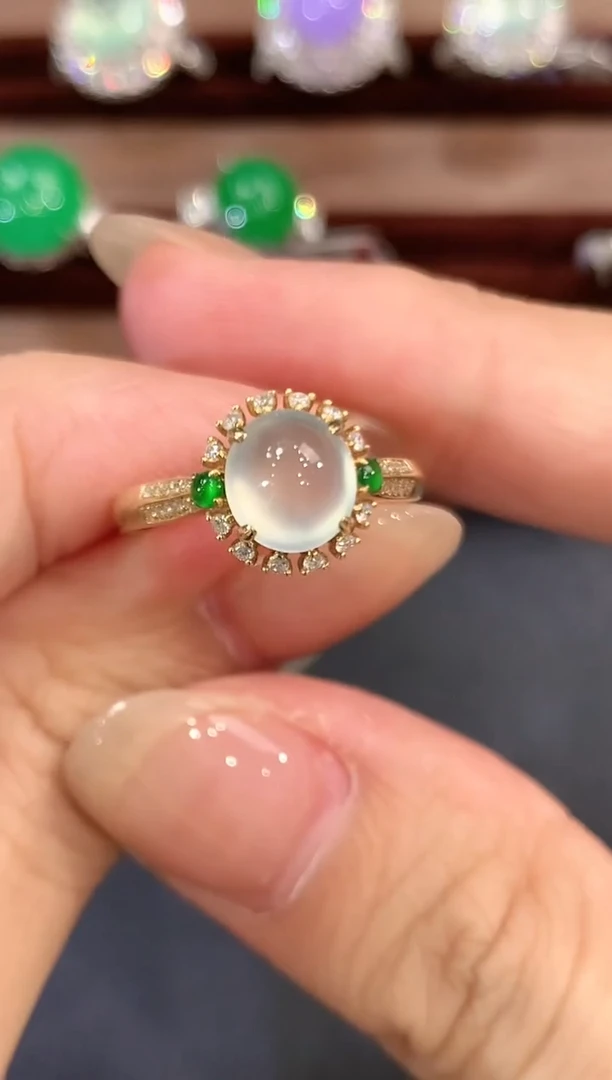 翡翠戒指18K金镶嵌a146多样性一件发货