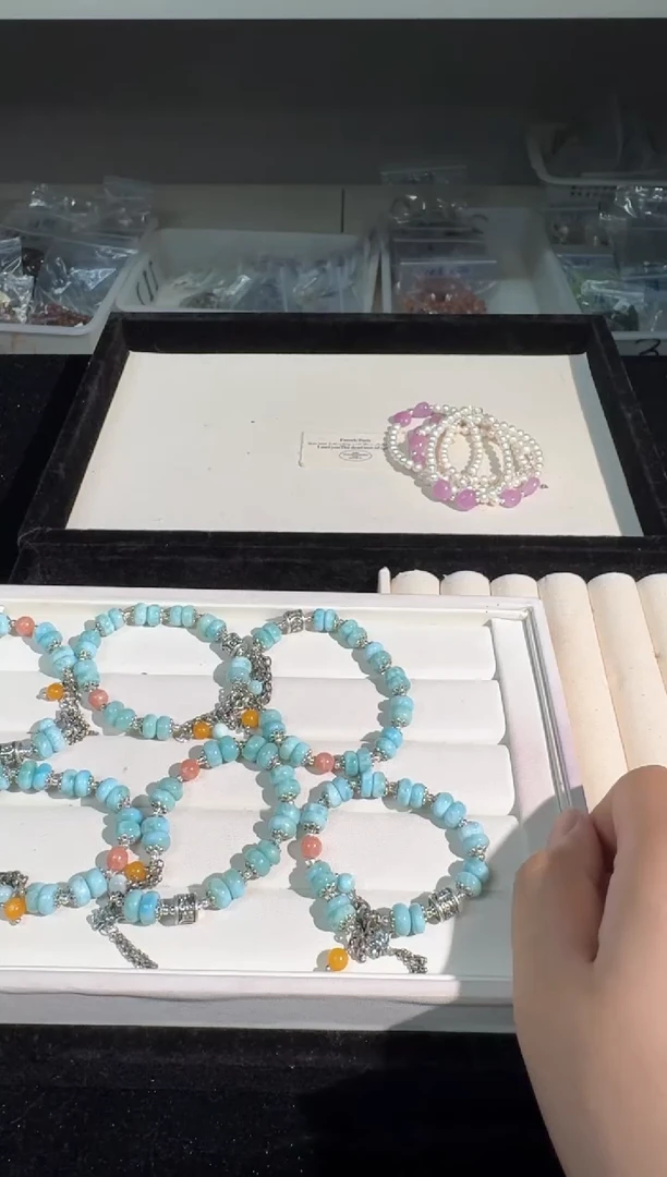 针钠钙石（海纹石）未镶嵌手链S036海纹盘珠