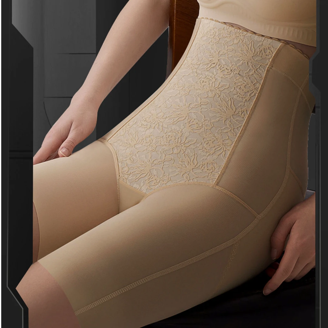 高腰无痕收腹文胸一体提臀裤轻奢蕾丝美体裤打底内裤翘臀塑形