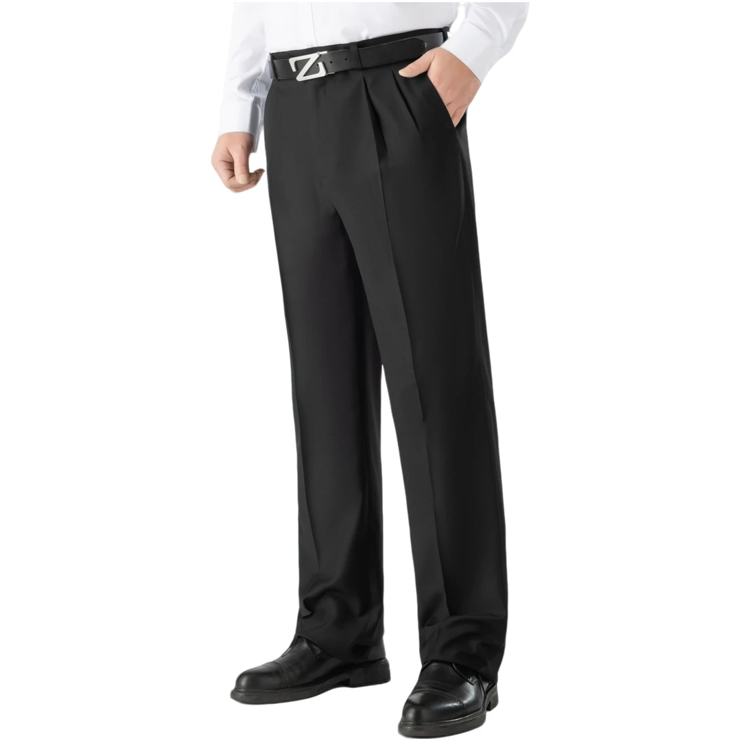 双褶西裤夏季宽松大直筒商务休闲西裤爸爸裤高腰深裆垂感直筒西裤