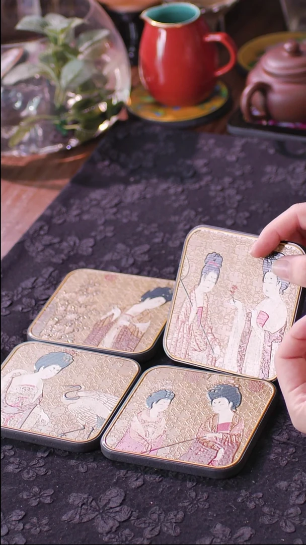 簪花仕女图杯垫套