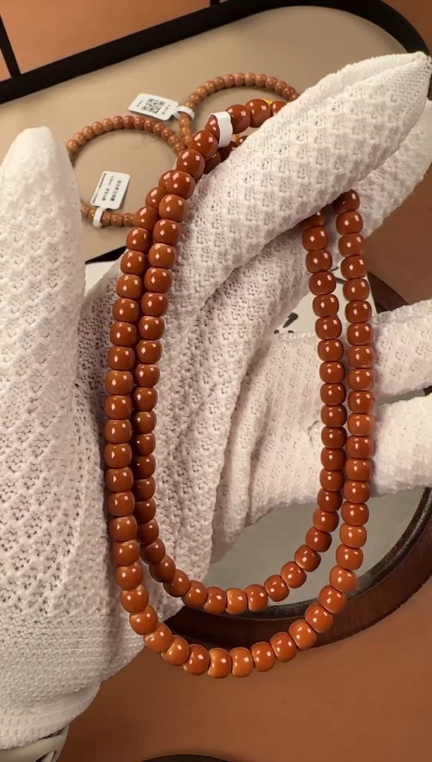 手串橄榄核6.4mm老挝核尖108，ss级老挝树王料子，面无白孔道三花