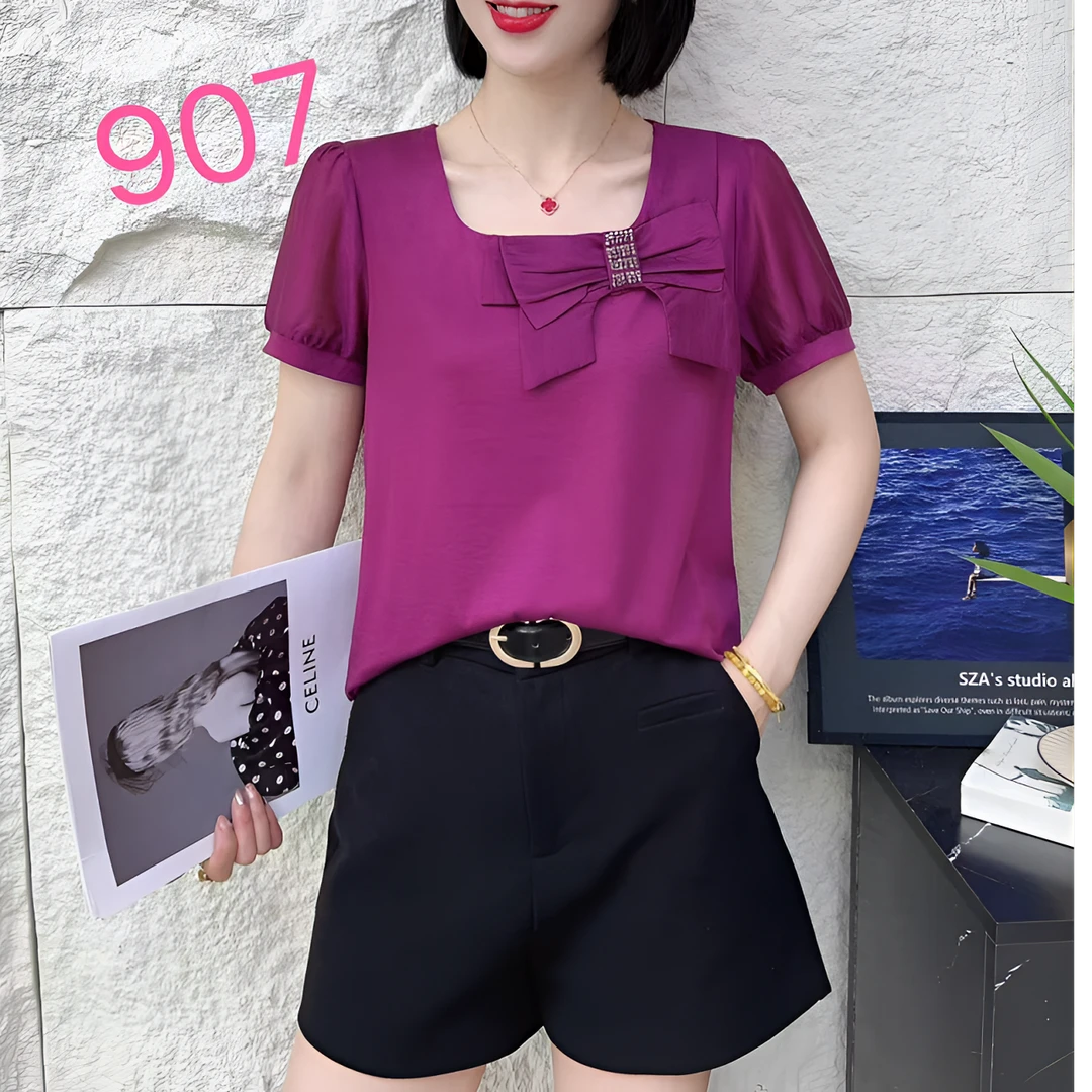 【玲子现货】 907 方领蝴蝶结重工上衣显瘦女