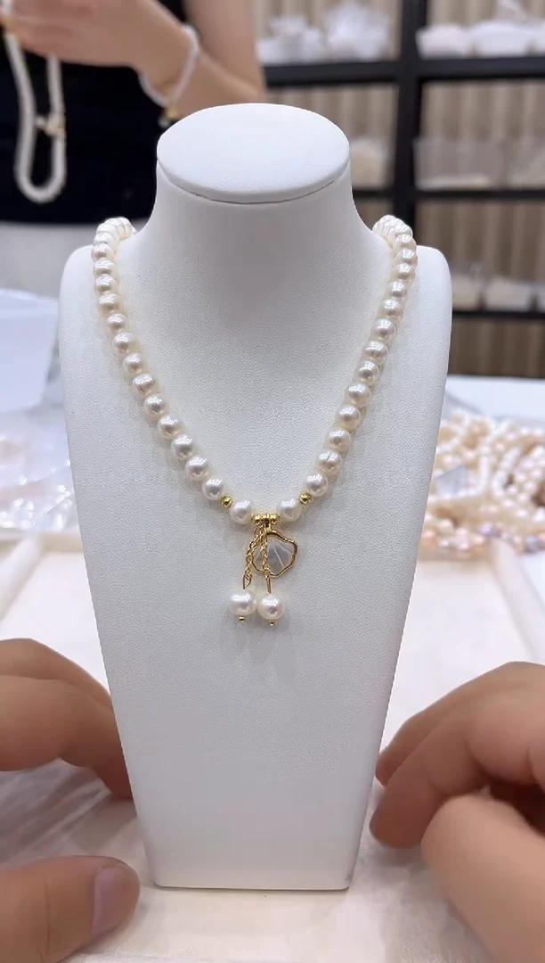 淡水珍珠银S925镶嵌颈饰XL3157