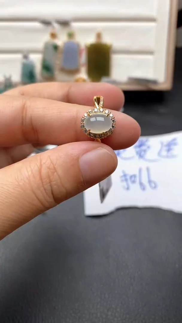 银S925镶嵌戒指翡翠1