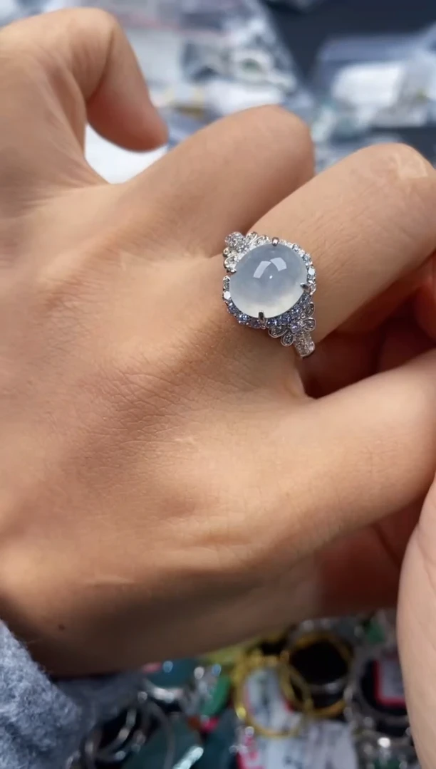 银S925镶嵌戒指翡翠111        5