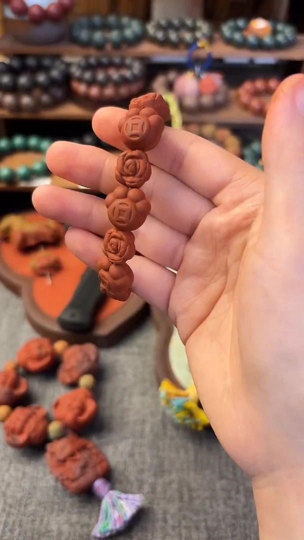 泥塑甜橙香猫爪小玫瑰款手串一条