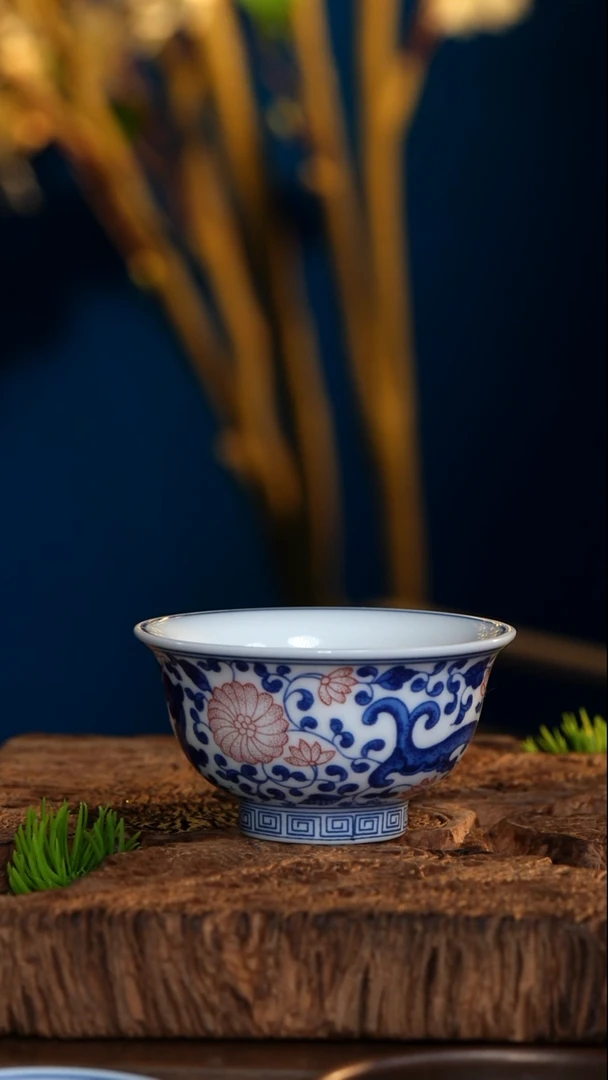 【闪购商品】【1173】青花釉里红青龙小压手杯