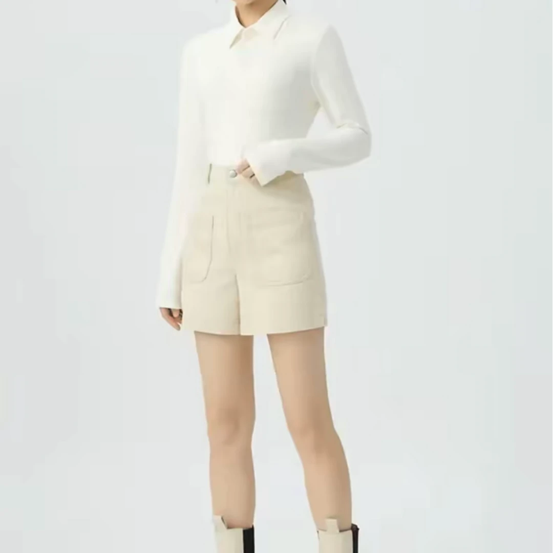GIRDEAR/哥弟时尚单排扣简约纯色修身休闲亲肤打底衬衫女1300820