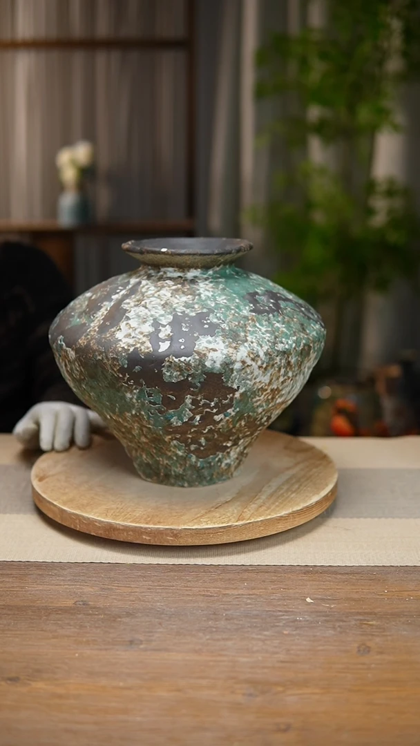 【闪购商品】陶瓷 花器涂鸦绿大飞碟