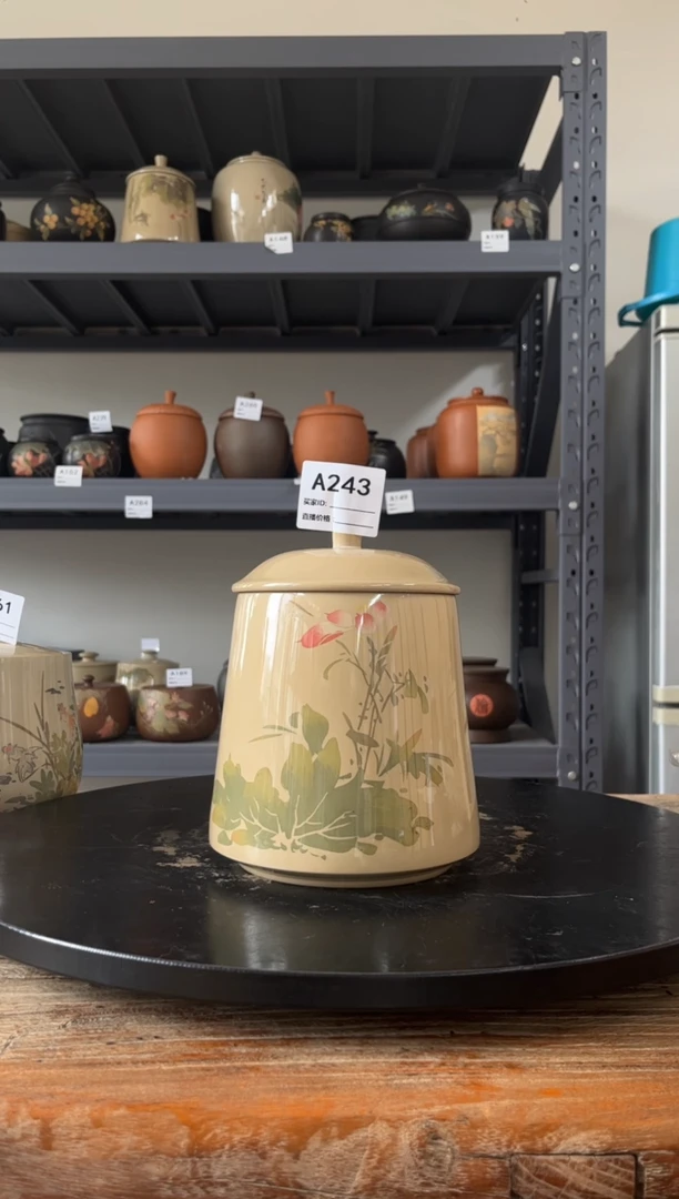 建水紫陶白泥亮光精品茶罐