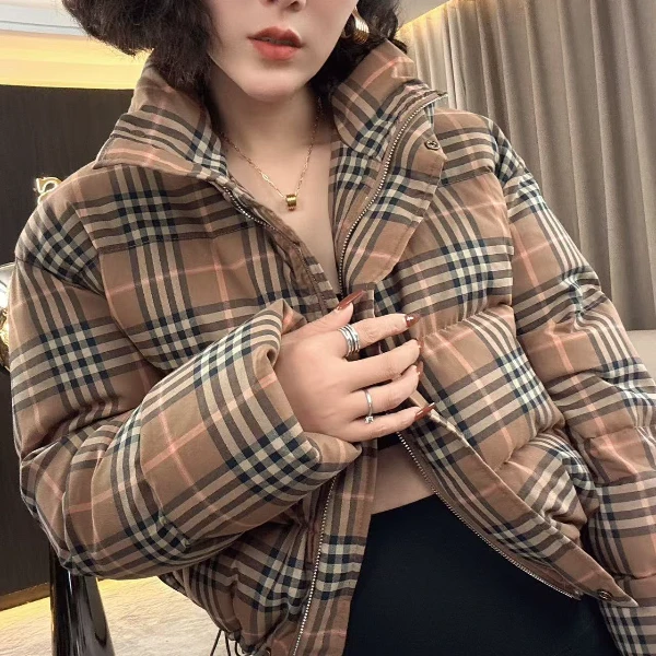 【耿老板1150#S】时尚八宝格子设计款高级感羽绒服小个子穿搭