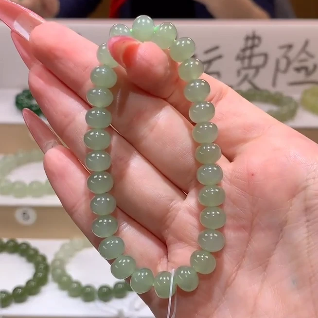 【玉缘臻宝】天然和田玉Q68G晴水手串百搭女士素圈多色多样性发一串
