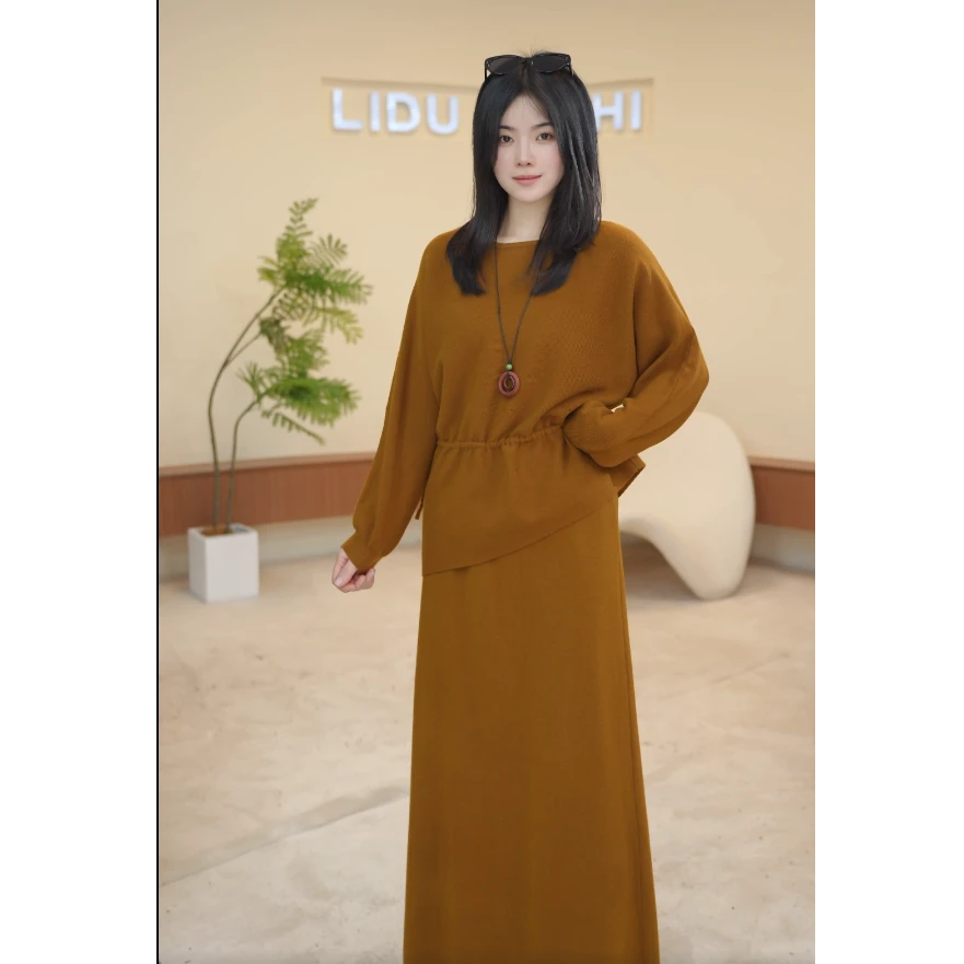 【娜娜】9899收腰设计款两件套显瘦高级上衣半身裙套装女