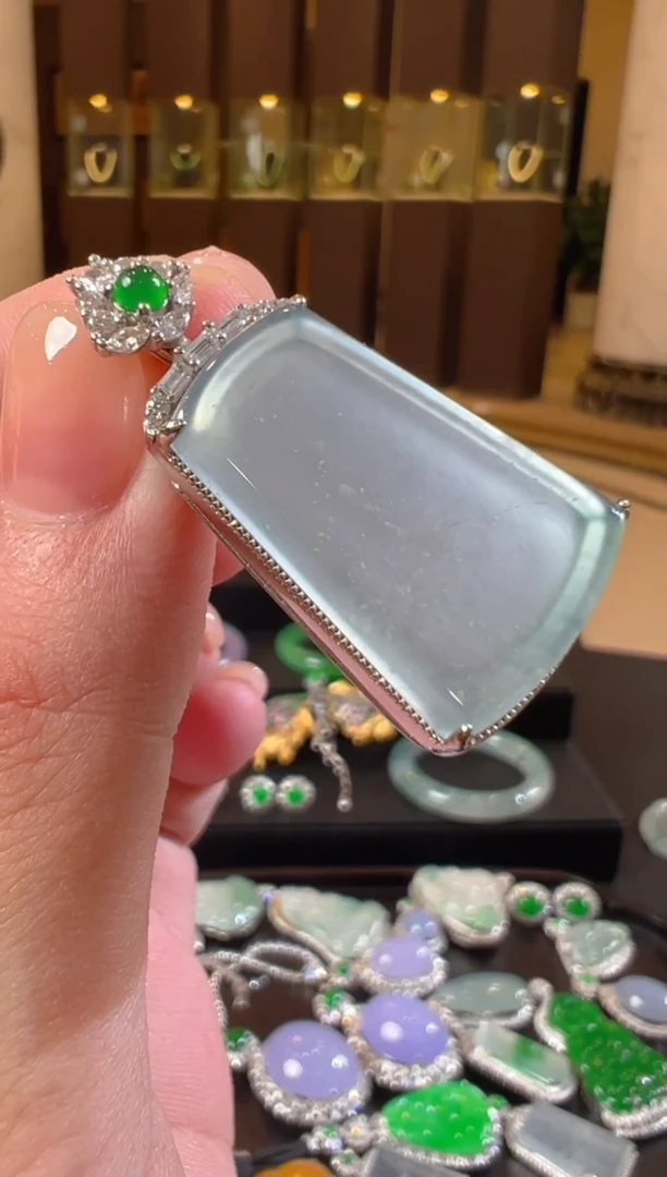 翡翠银S925镶嵌吊坠(不含链)天然A货翡翠JS0025多样性发一