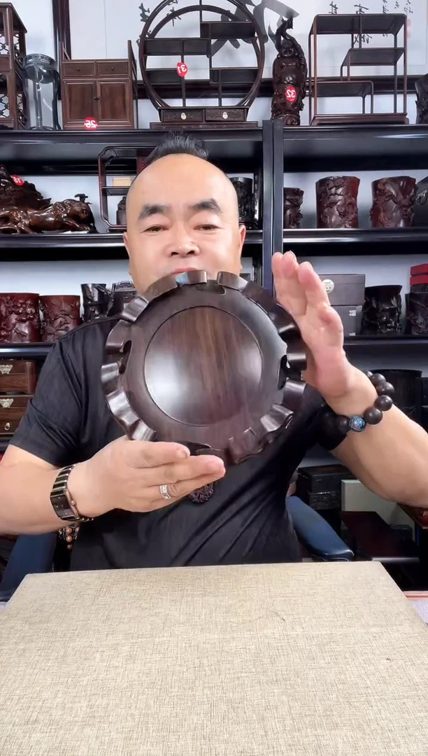 木大卷边圆老李红木工艺品