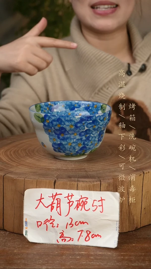 碗瓷景德镇手工手绘高温瓷釉下彩