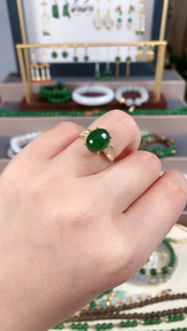 银S925镶嵌戒指和田玉1