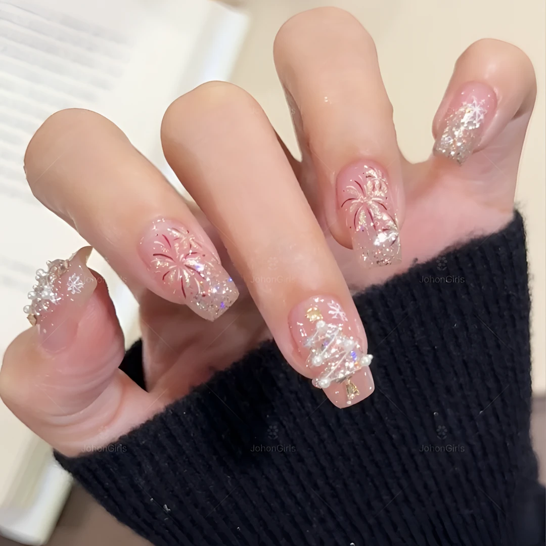 JohonGirls'/琴岛小嫚【圣诞快乐】新年高级感气质美甲纯手工穿戴甲