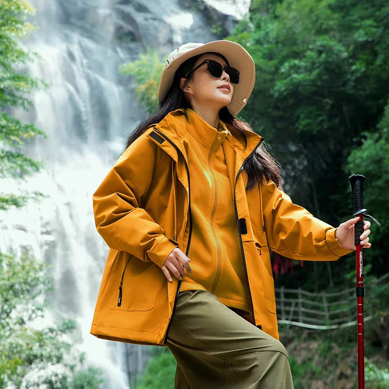 【亦菲同款】玫瑰的故事黄亦玫登山冲锋衣夹克防水三合一工装外套