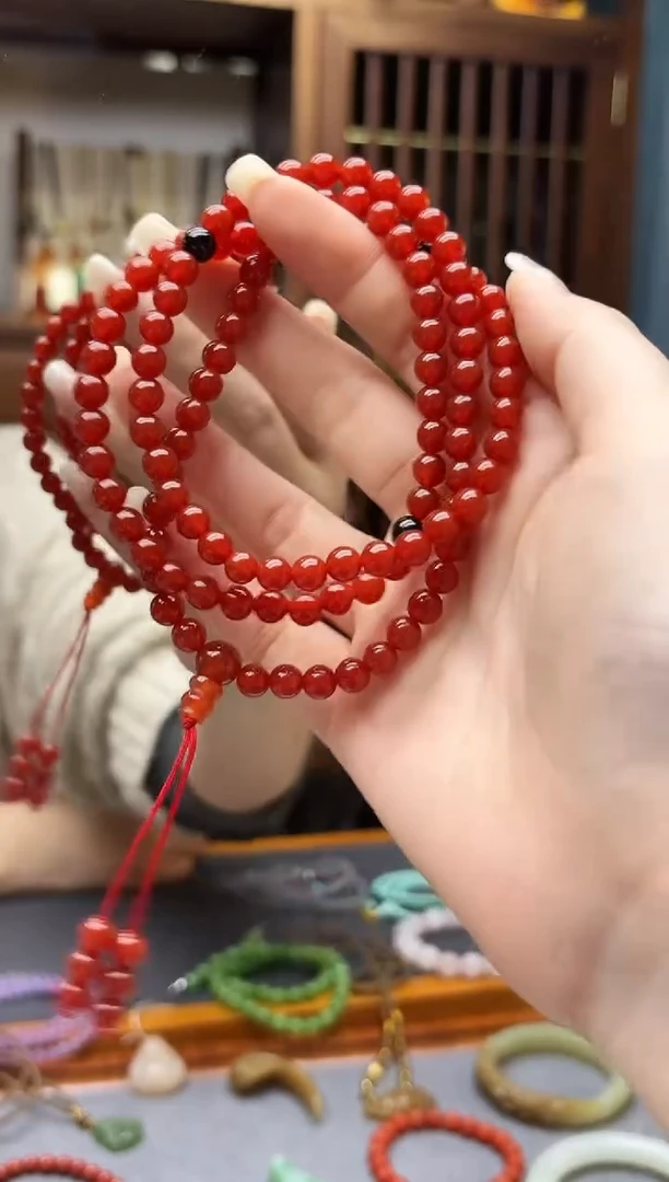 未镶嵌车挂玛瑙/玉髓红玛瑙长串ZD