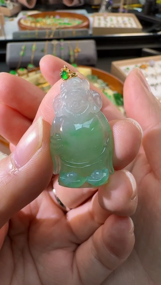 【闪购商品】翡翠颈饰18K金镶嵌缅甸翡翠A货吊坠