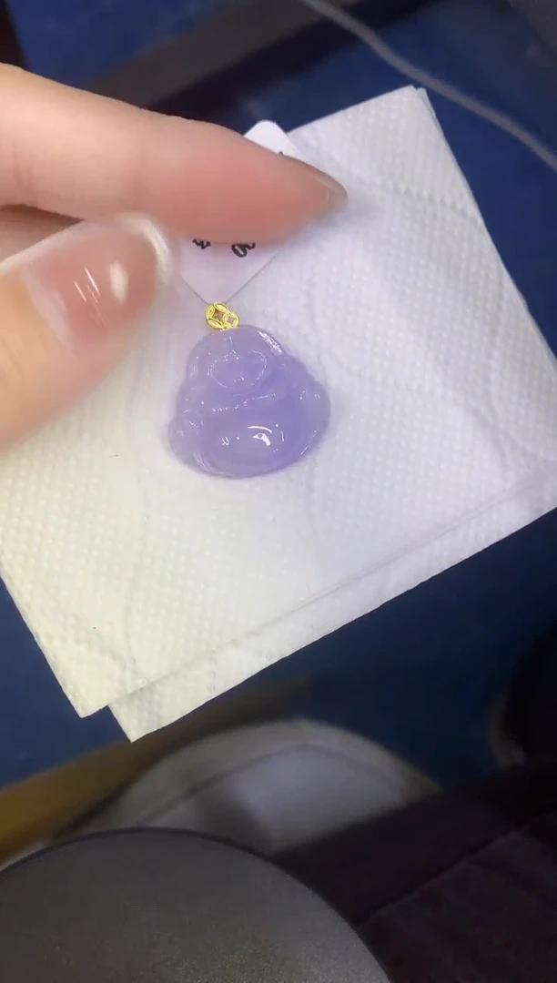 颈饰18K金镶嵌翡翠缅甸天然翡翠A货