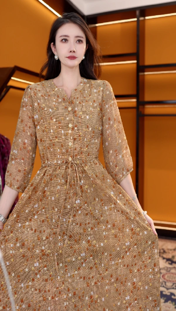 Y169新款时尚百搭气质减龄连衣裙-生生