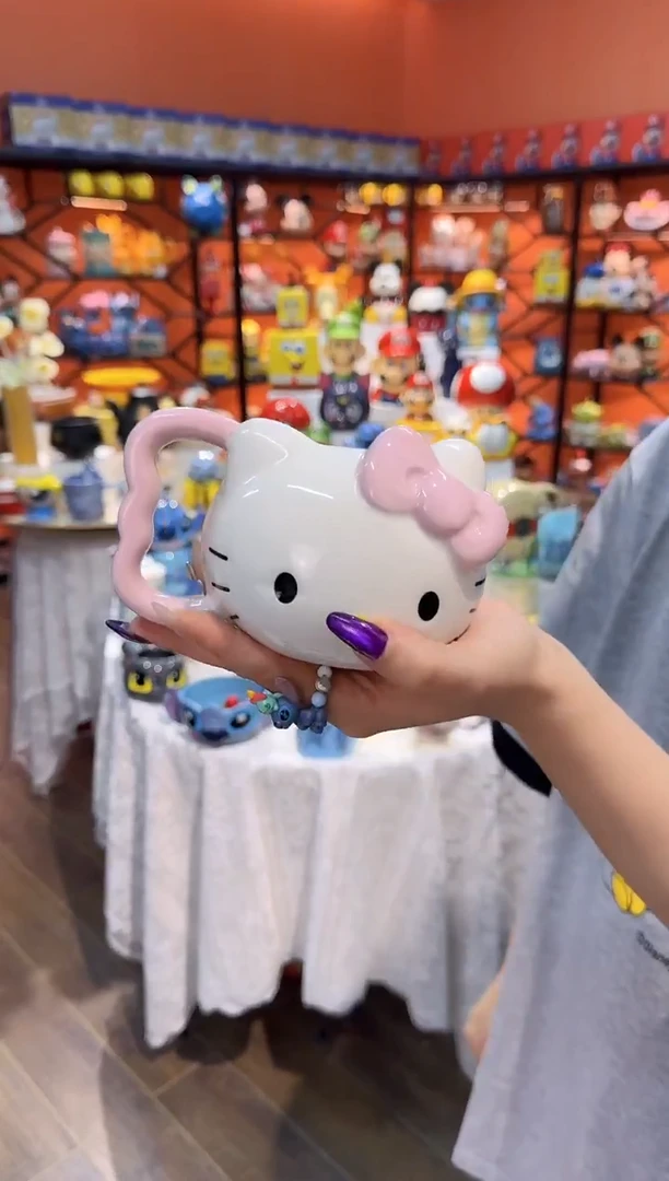 瓷片@@粉色凯特猫陶瓷水杯