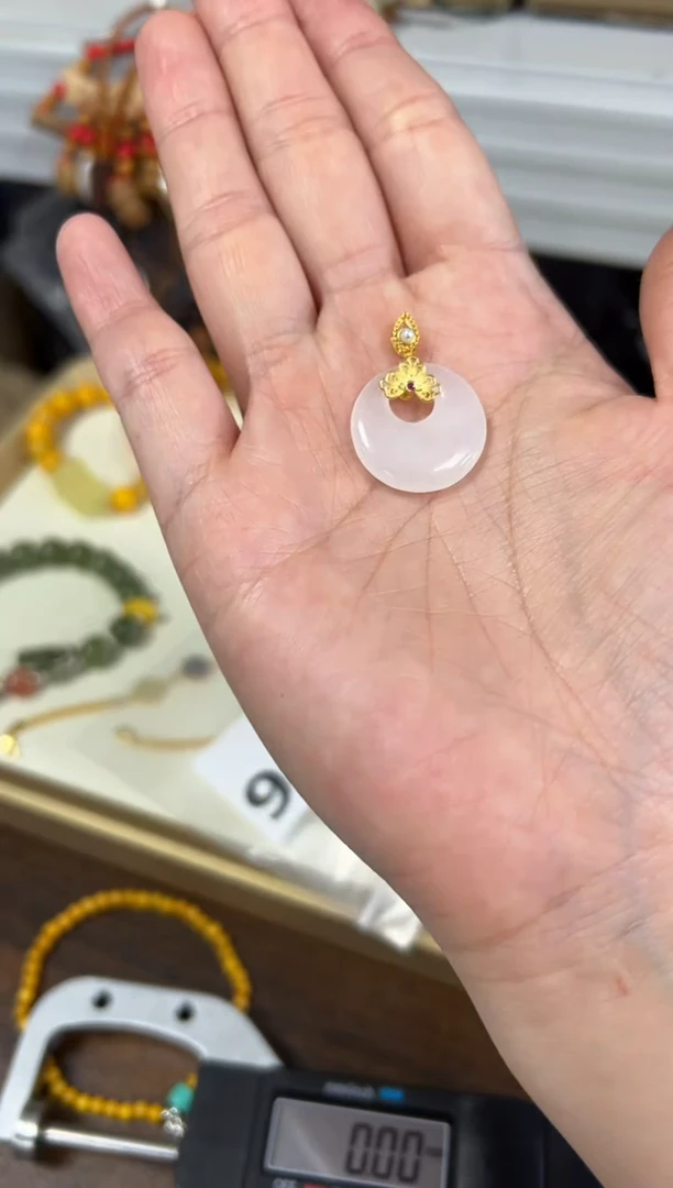 吊坠(不含链)银S925镶嵌和田玉和田玉白玉公主扣银吊坠[2696]