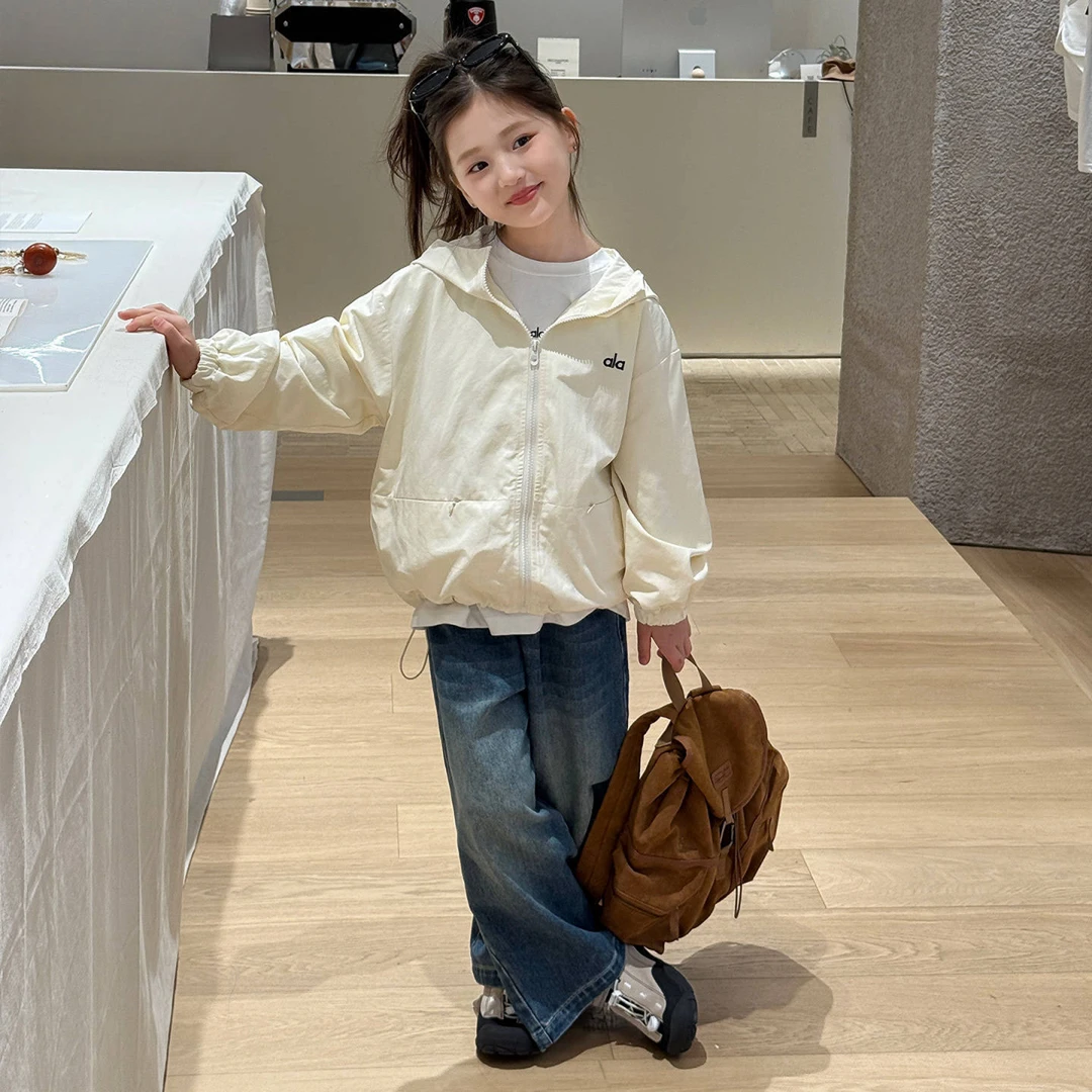 阿己鹿女童外套春秋款2025新款洋气户外防风防水女孩上衣儿童秋装