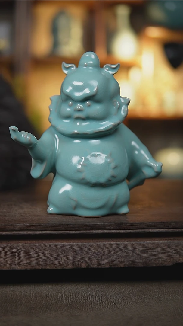 【闪购商品】杯仿古天青钟馗摆件瑕