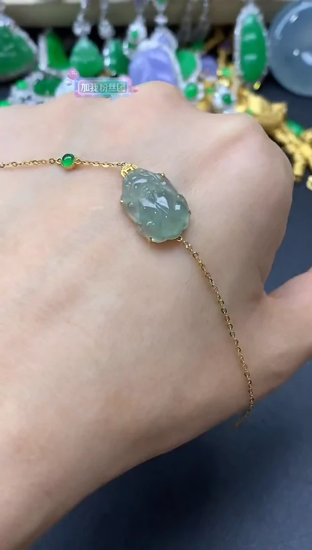 18K金镶嵌手链翡翠114-中国好珍宝