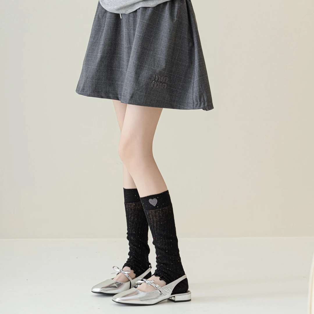 UNNWN AREA 春夏女纯色爱心堆堆袜子中长筒袜套百搭纯棉抗菌透气