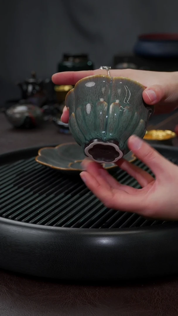 【闪购商品】杯【宜景窑天目釉青釉系列】大碧莲生金