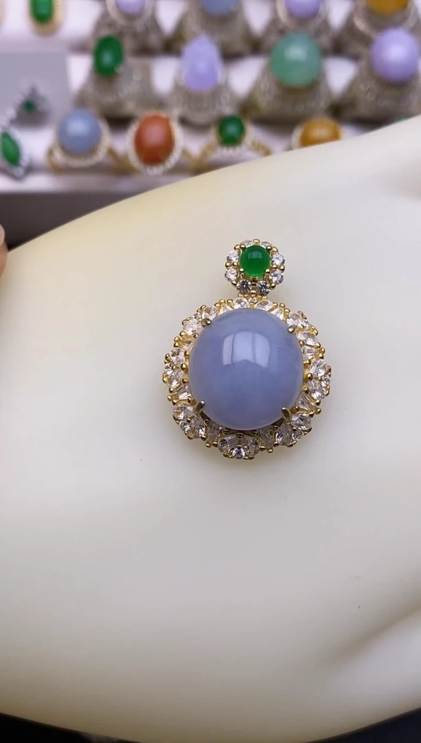 颈饰银S925镶嵌翡翠/0038