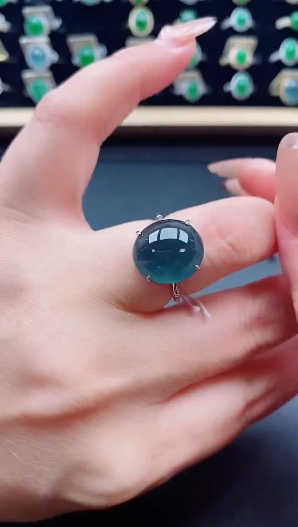 银S925镶嵌戒指翡翠1