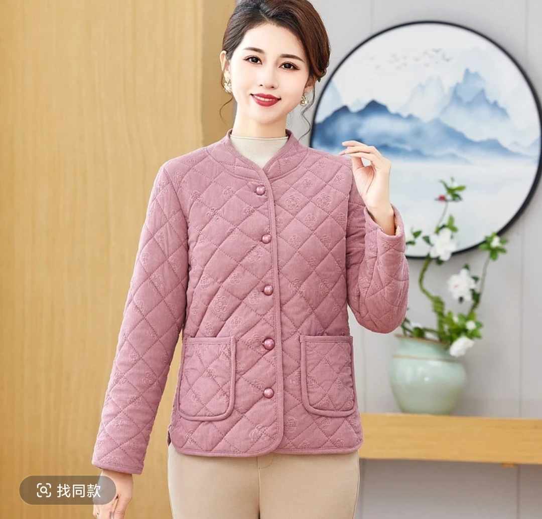 压花保暖厚款棉服棉衣棉袄冬装外穿短款外套秋冬加厚上衣大码