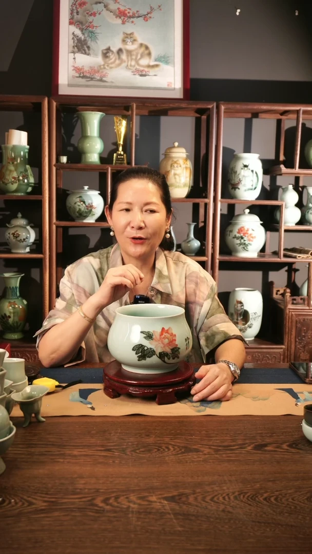 釉中彩 牡丹画 钵（大