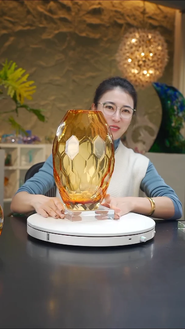 手工艺品琉璃琥珀金切面花器