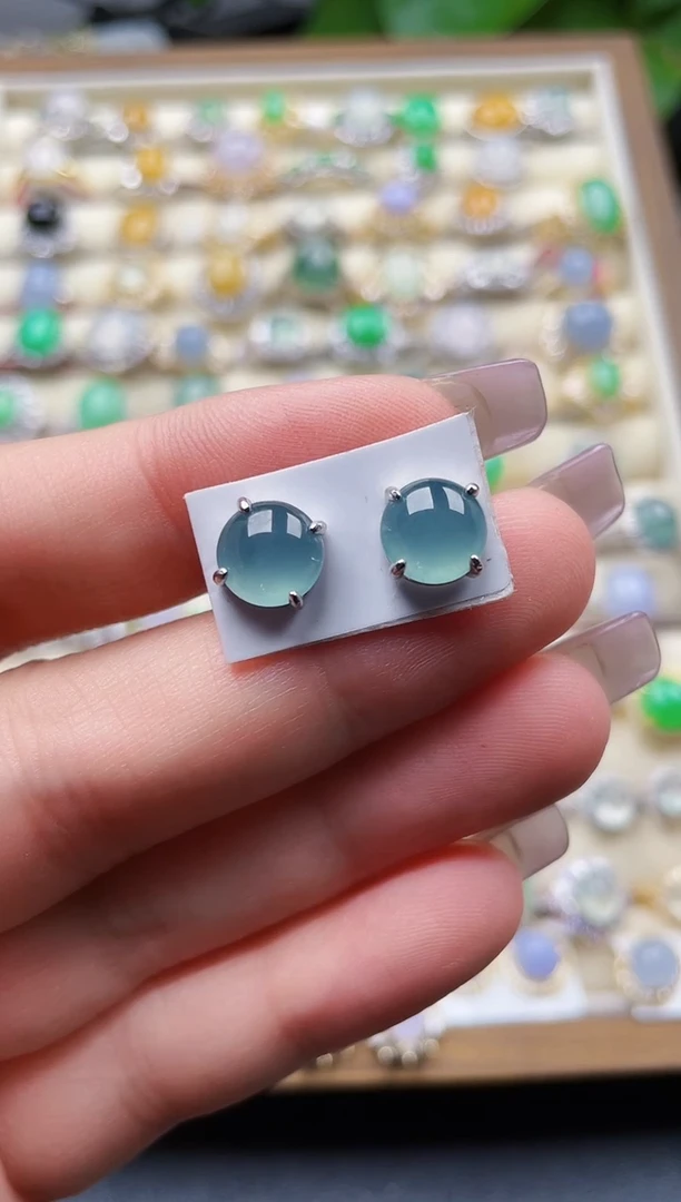 银S925镶嵌翡翠耳饰115